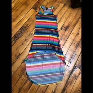 Primary colors, striped, hi-low dress, Chelsey, size S
